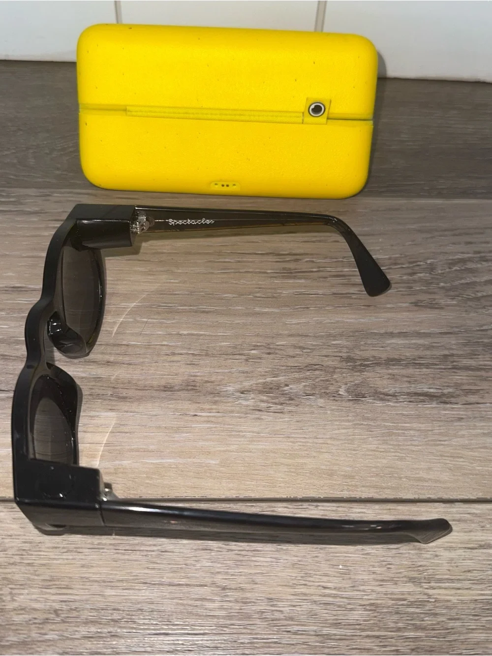 Snap Spectacles Black Sunglasses with Yellow Accents